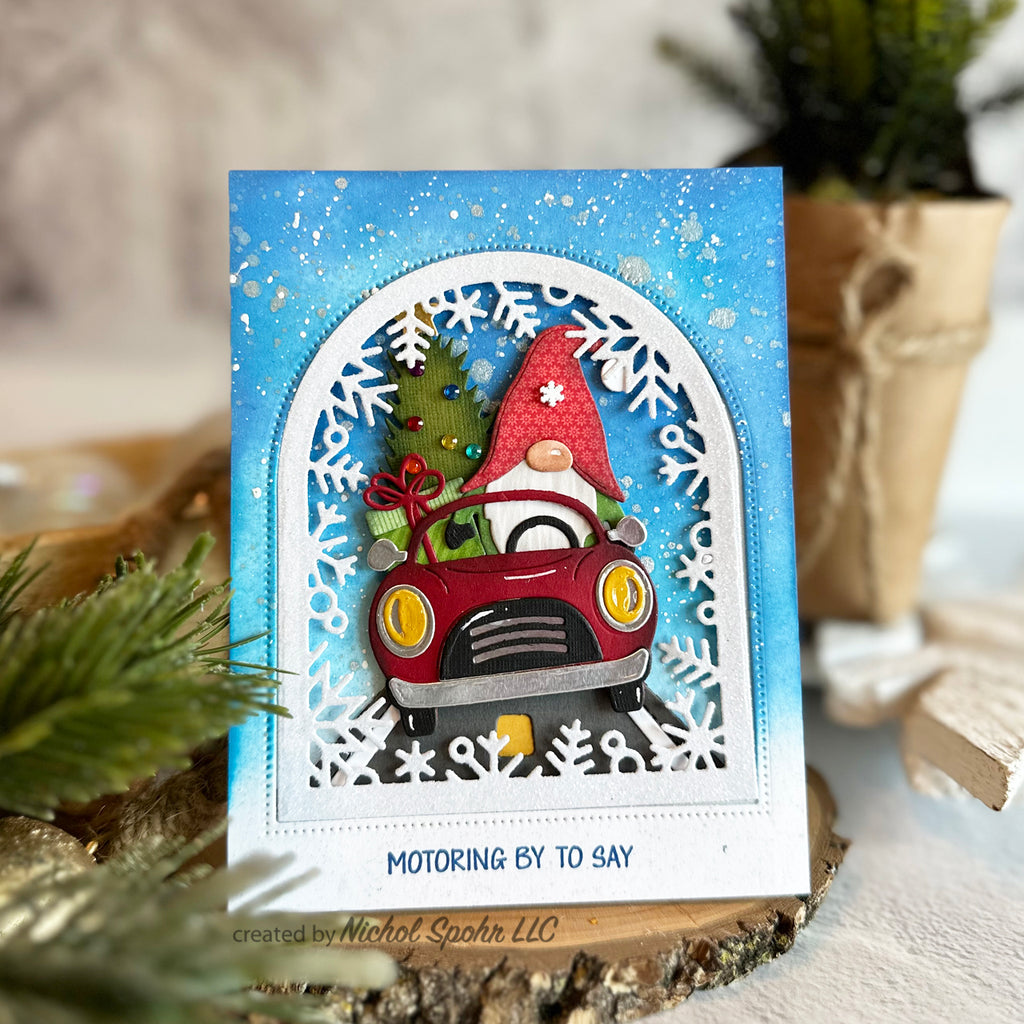 STP-215 Spellbinders Gnome Drive Sentiments Clear Stamps gnome driving | color-code:ALT01