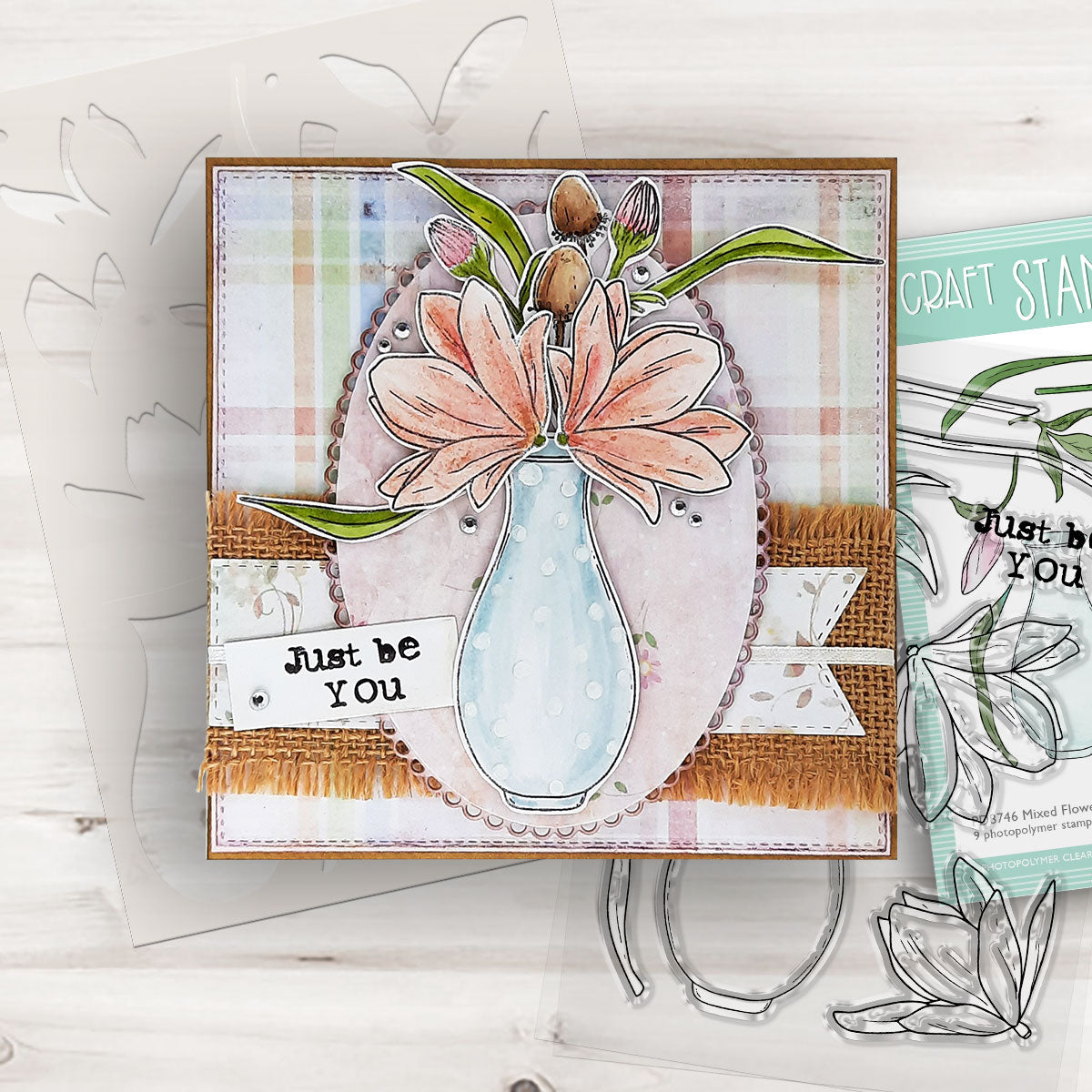 Polkadoodles Beautiful Anemone Color & Create Stencil pd8755 just be you