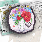 Polkadoodles Beautiful Anemone Color & Create Stencil pd8755 hello friend