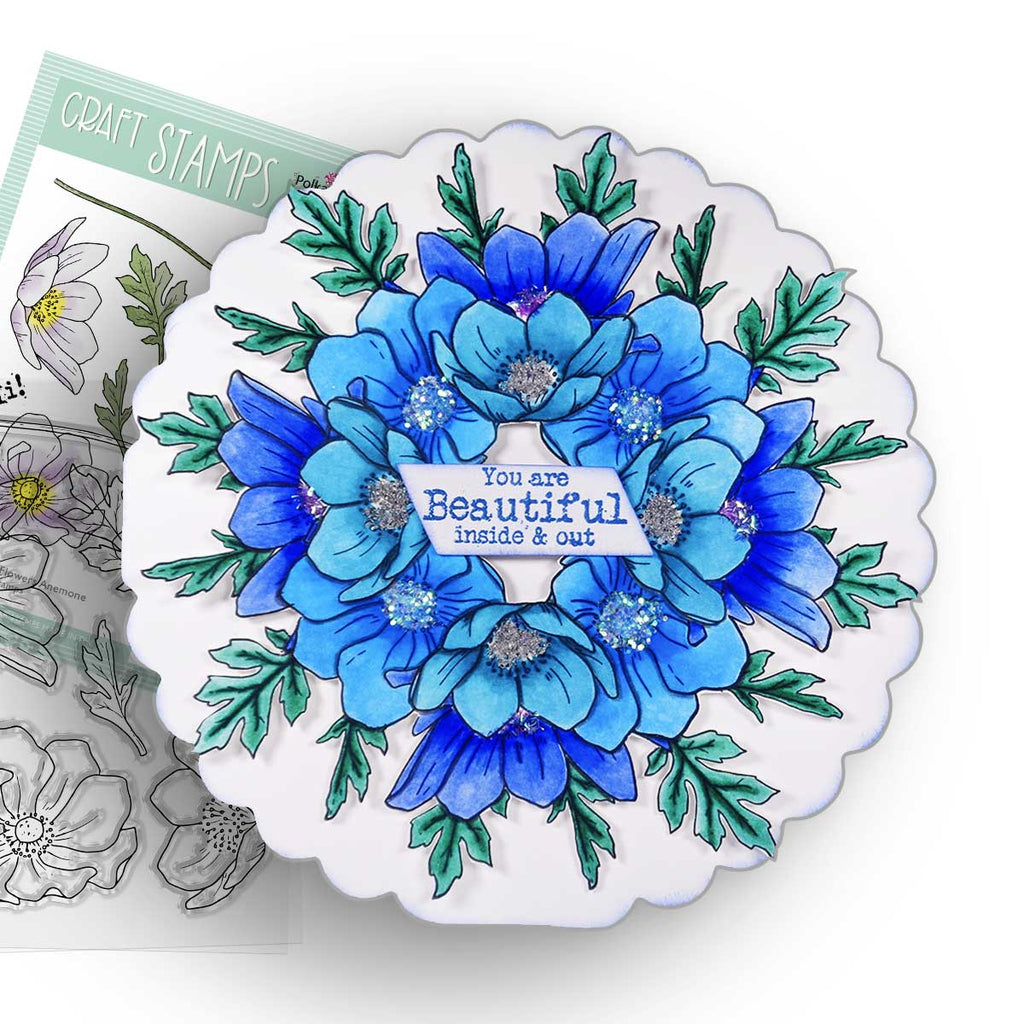 Polkadoodles Beautiful Anemone Clear Stamps pd8747 blue flowers