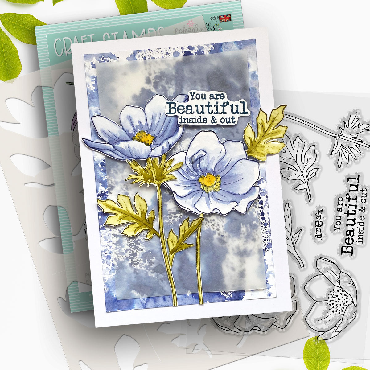 Polkadoodles Beautiful Anemone Clear Stamps pd8747 beautiful