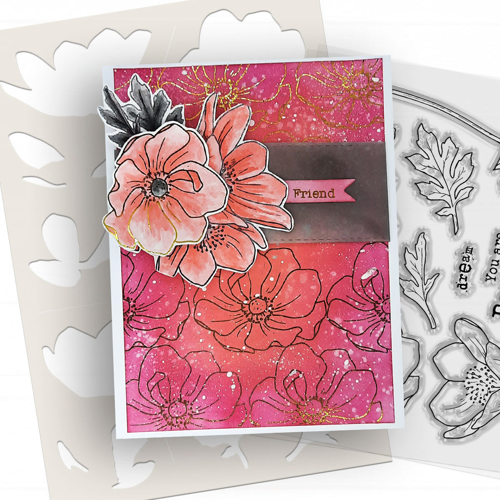 Polkadoodles Beautiful Anemone Clear Stamps pd8747 friend