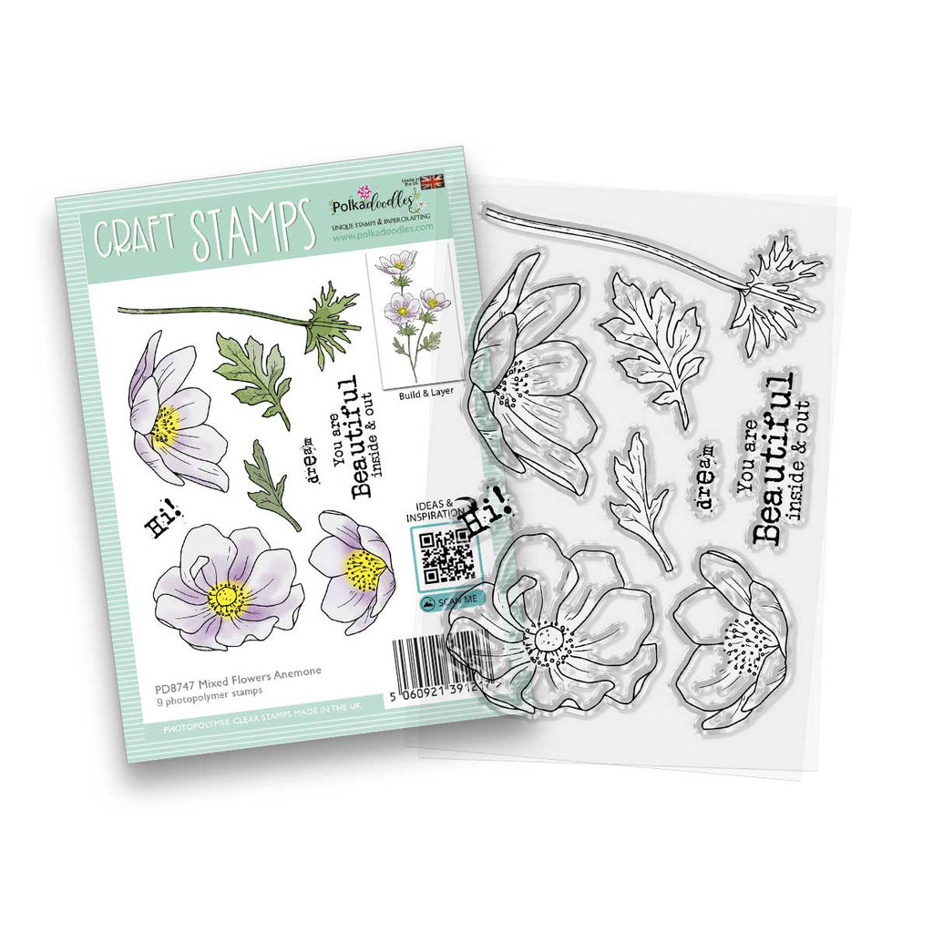 Polkadoodles Beautiful Anemone Clear Stamps pd8747