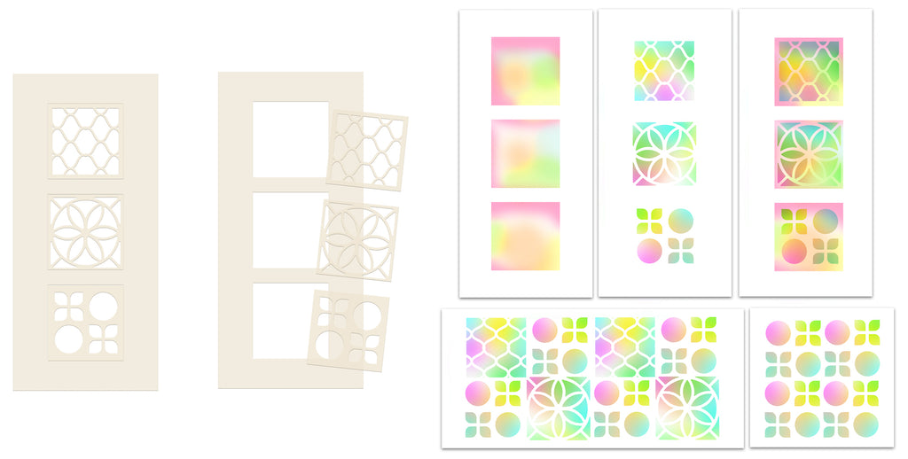 Polkadoodles Switchables Square Triptych Stencil and Mask pd8762