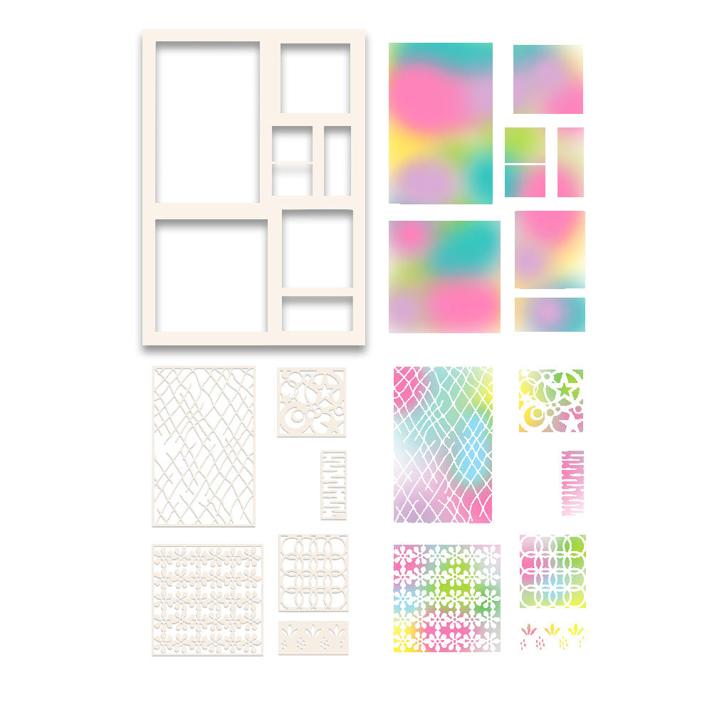 Polkadoodles Switchables Squares and Rectangles Stencil pd8908 sample