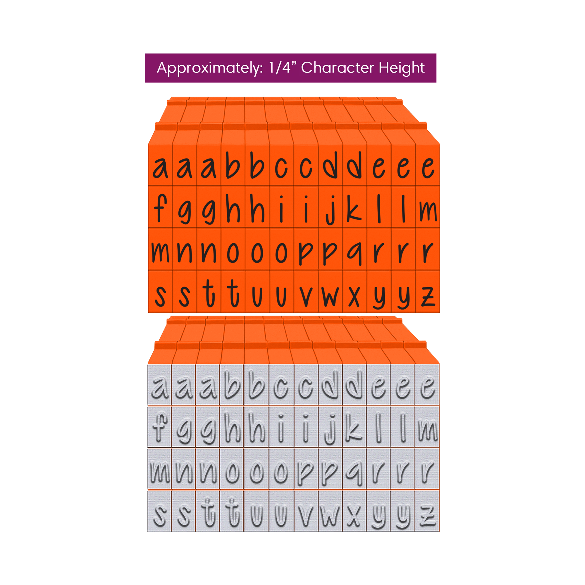 PEGZ V2 Lowercase Orange Crush Font Connectable Alphabet Stamps cu-v263735