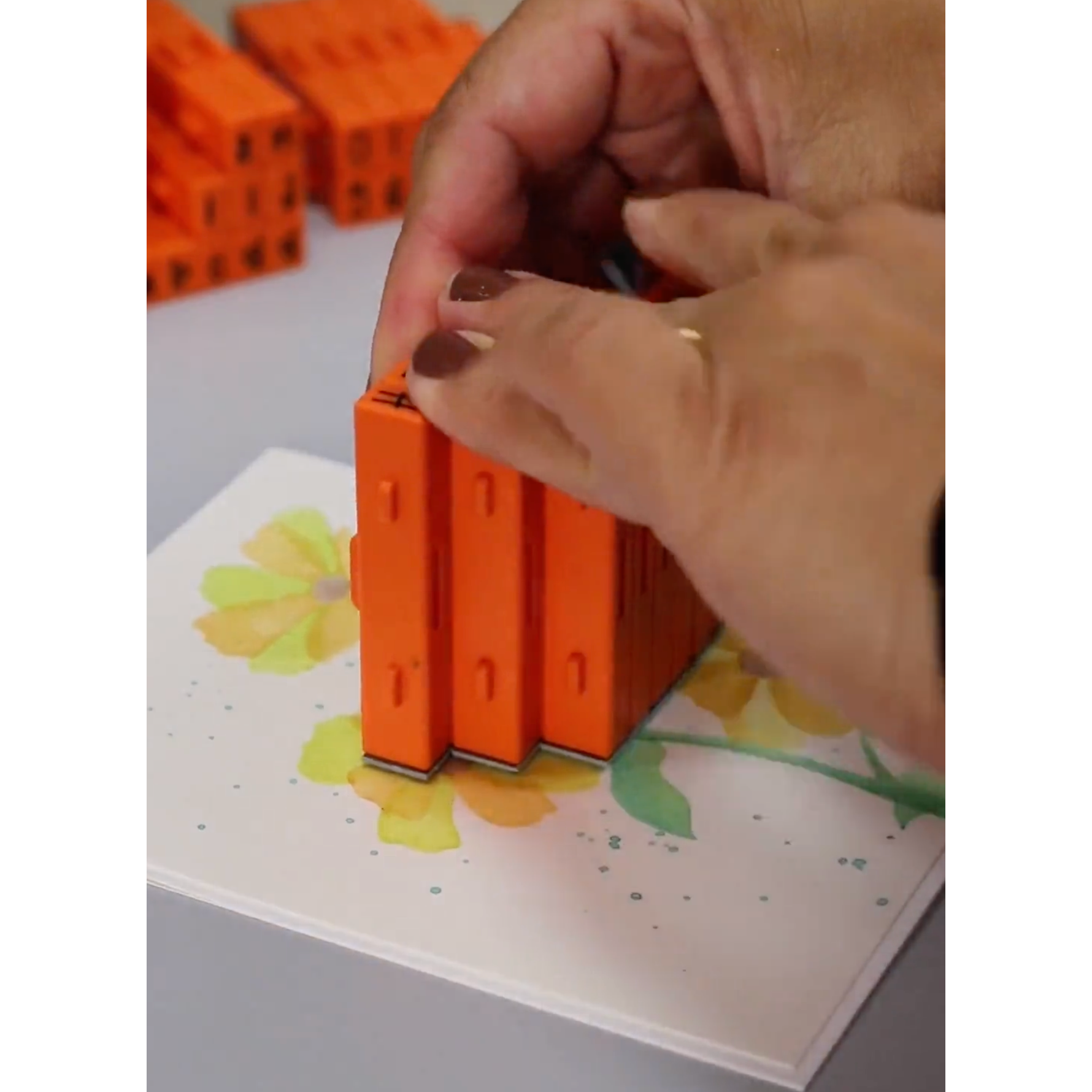 PEGZ V2 Orange Crush Font Connectable Alphabet Stamps cu-v263766 Floral Card