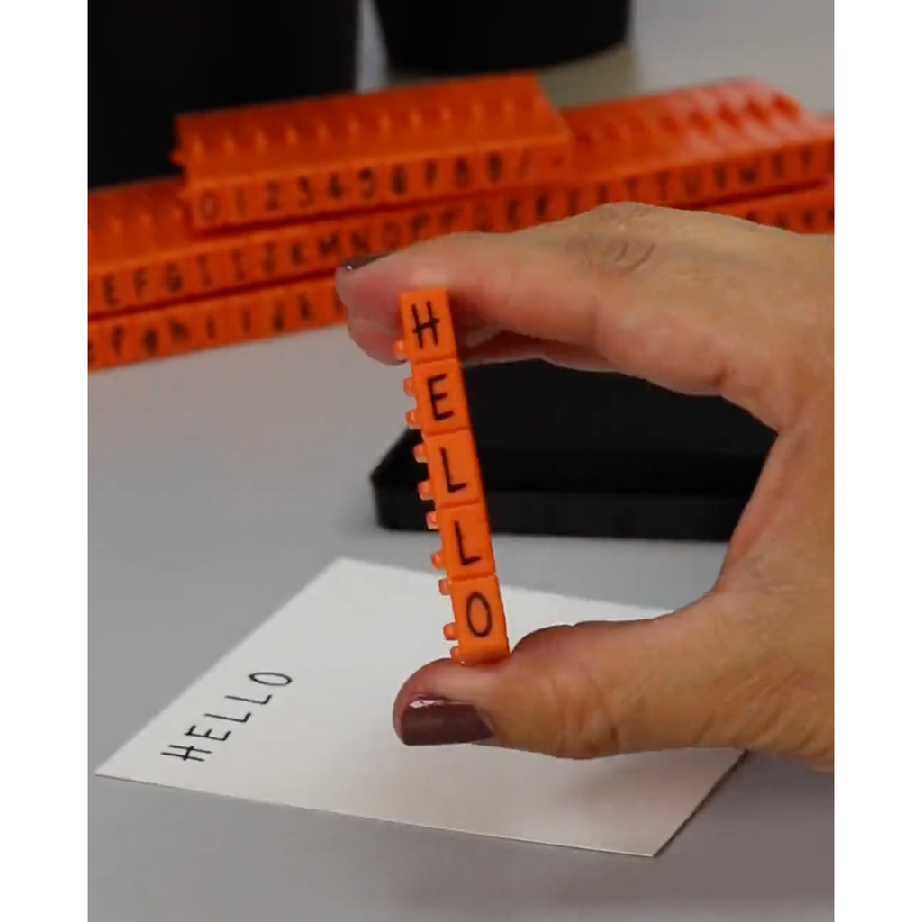PEGZ V2 Orange Crush Font Connectable Alphabet Stamps cu-v263766 Hello Card Image