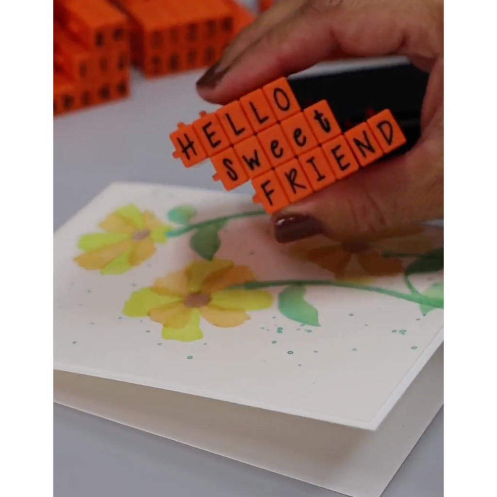 PEGZ V2 Orange Crush Font Connectable Alphabet Stamps cu-v263766 Hello Sweet Friend