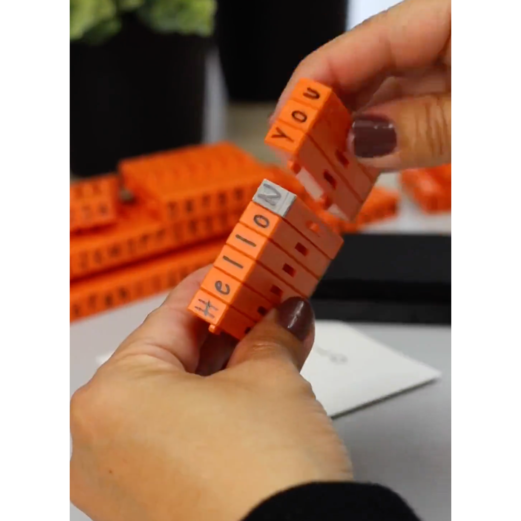PEGZ V2 Orange Crush Font Connectable Alphabet Stamps cu-v263766 Hello You Card