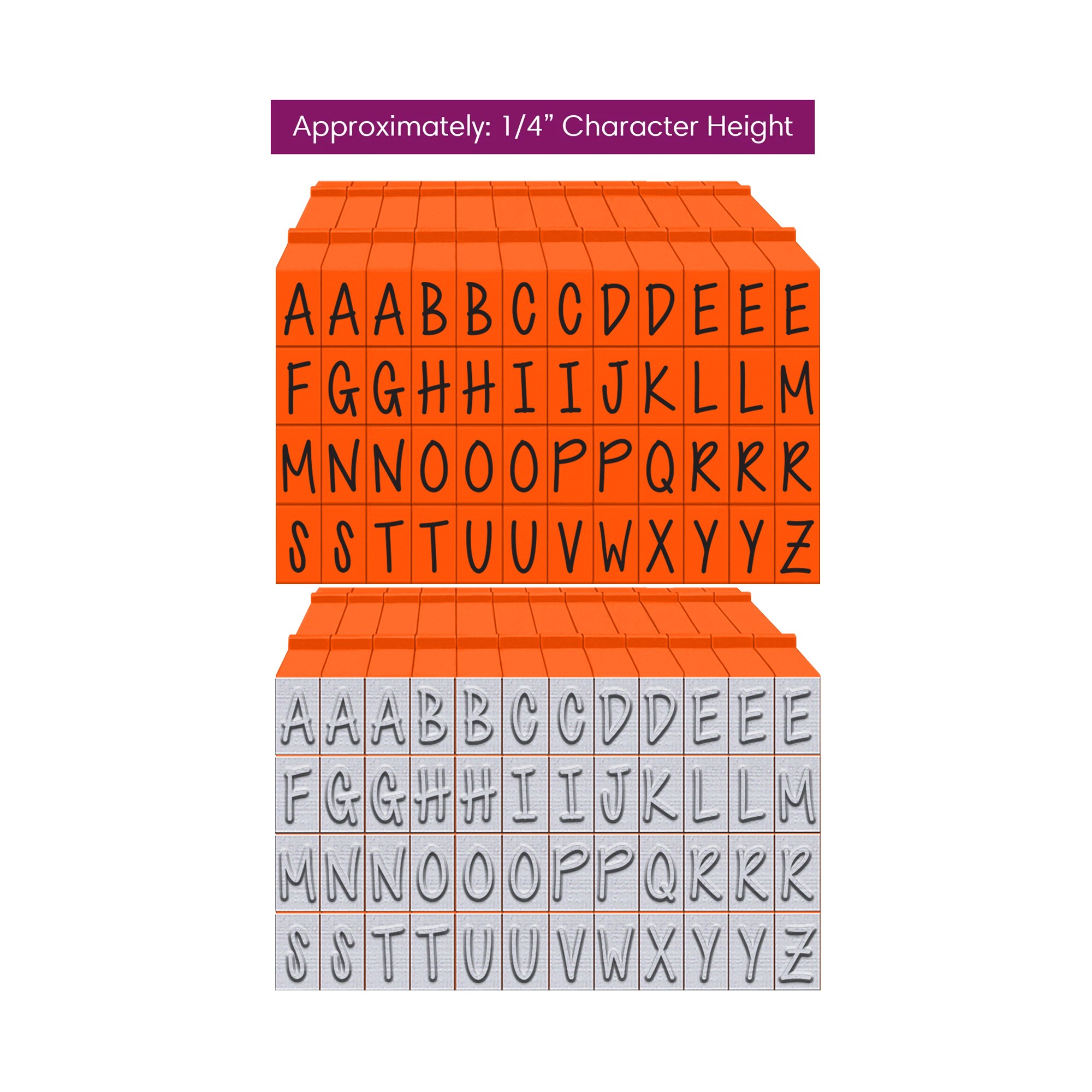 PEGZ V2 Uppercase Orange Crush Font Connectable Alphabet Stamps cu-v263728