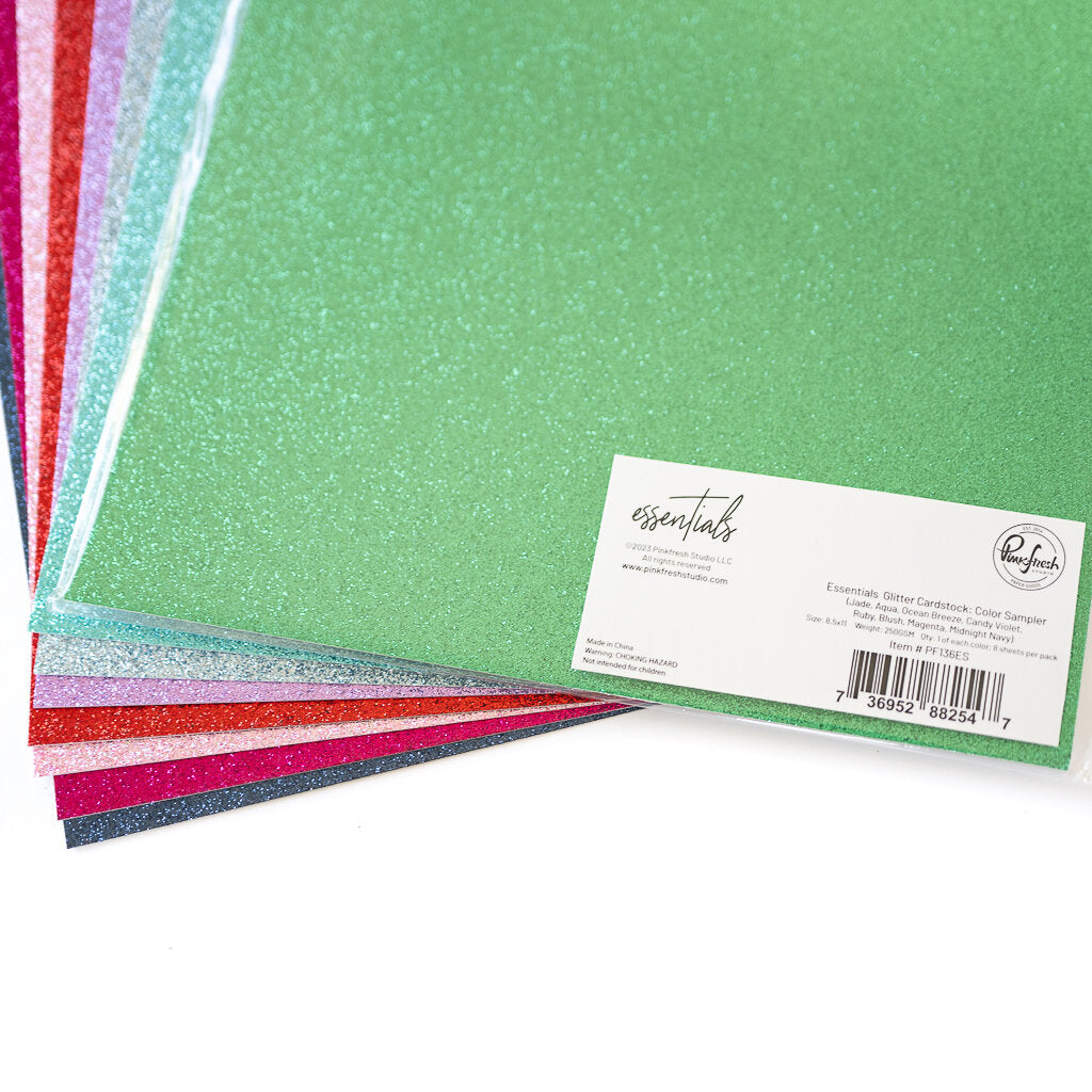 Pinkfresh Studio Essentials Glitter Cardstock Color Sampler pf136es Detailed Product Image