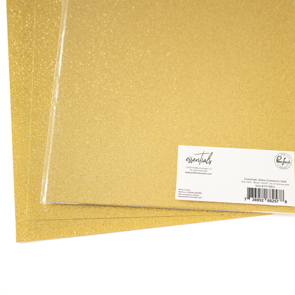 Pinkfresh Studio Essentials Glitter Cardstock Gold pf139es Detailed Product Image
