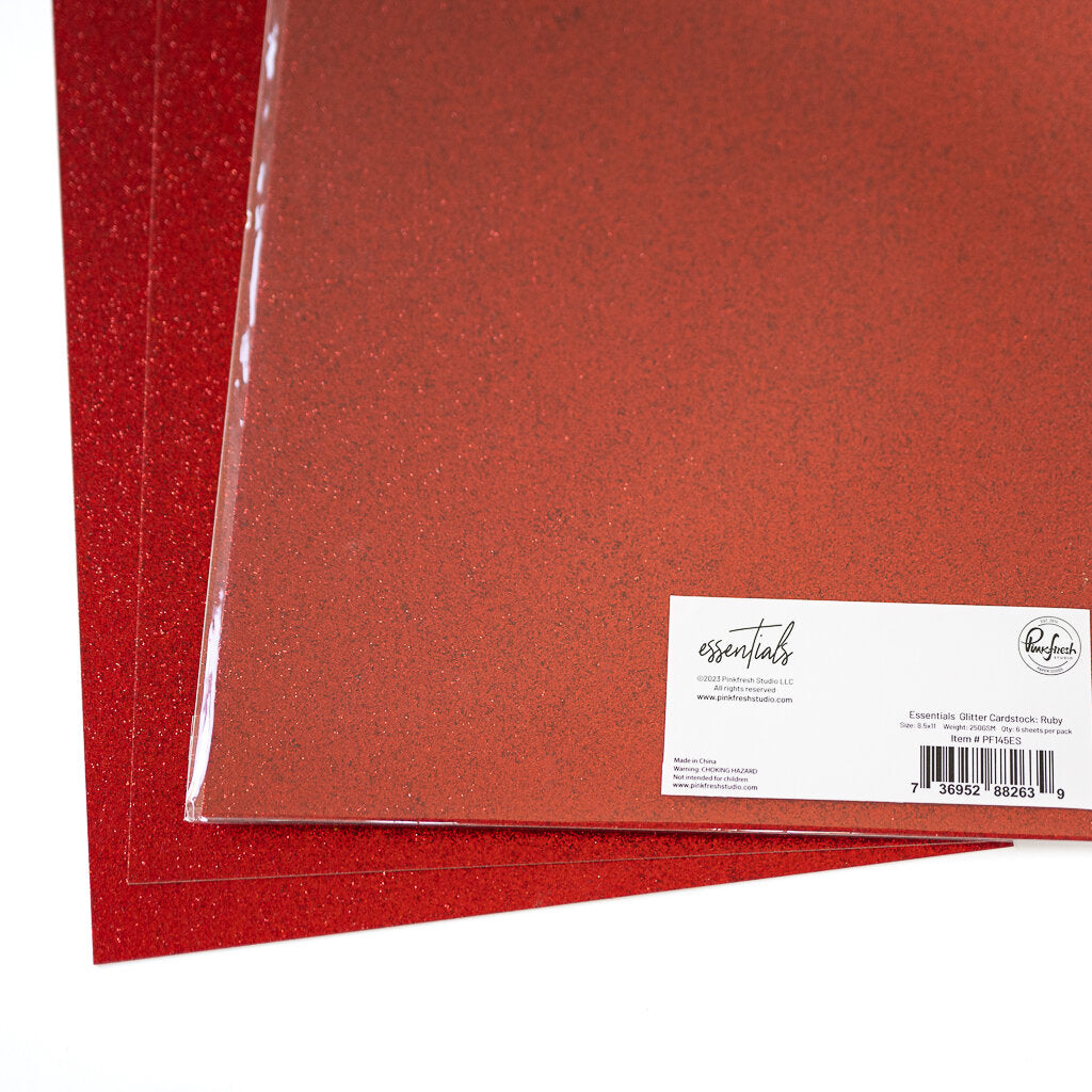 Pinkfresh Studio Essentials Glitter Cardstock Ruby pf145es Detailed Product Image