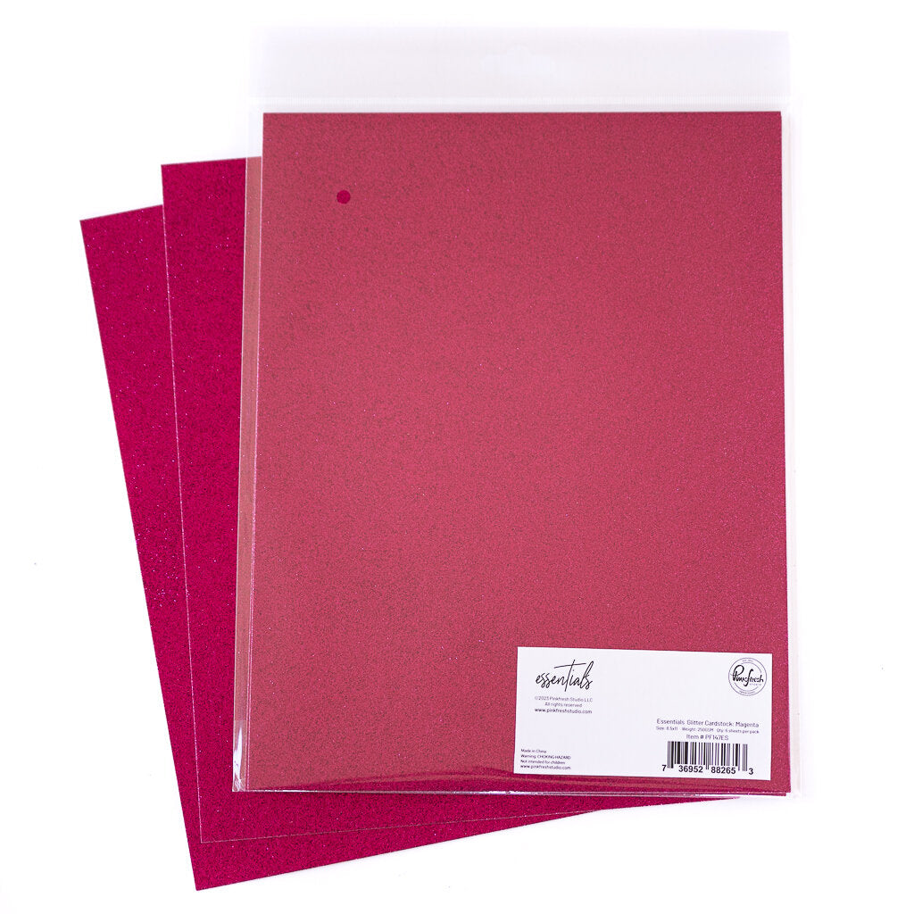 Pinkfresh Studio Essentials Glitter Cardstock Magenta pf147es