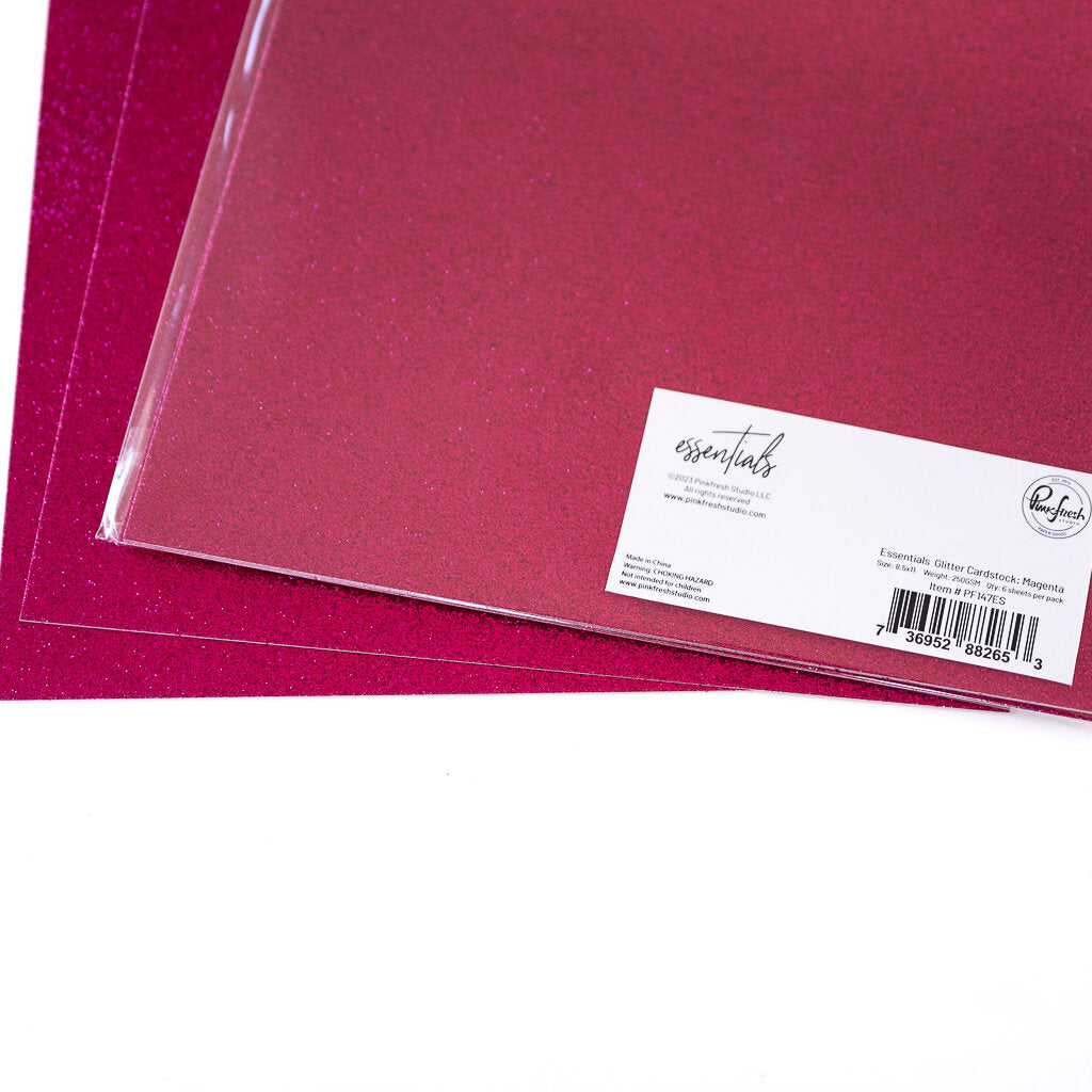 Pinkfresh Studio Essentials Glitter Cardstock Magenta pf147es Detailed Product Image