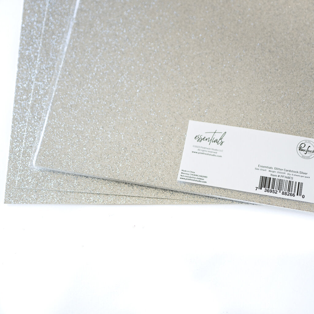 Pinkfresh Studio Essentials Glitter Cardstock Silver pf148es Detailed Product View