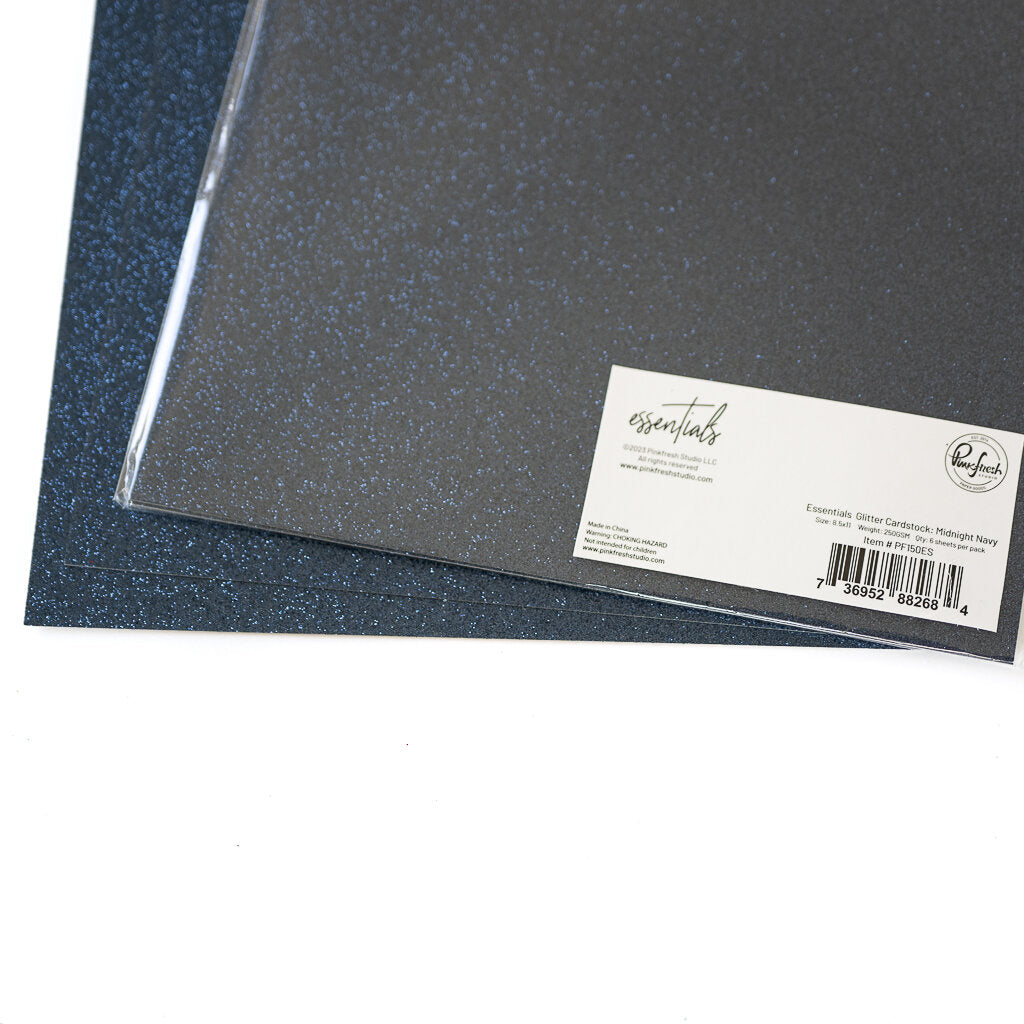 Pinkfresh Studio Essentials Glitter Cardstock Midnight Navy pf150es Detailed Product Image