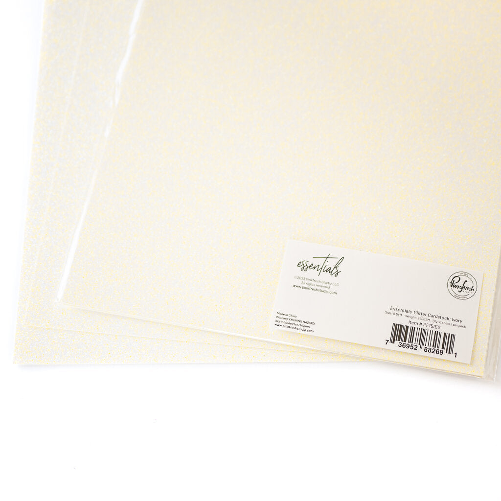 Pinkfresh Studio Essentials Glitter Cardstock Ivory pf151es Detailed Product Image