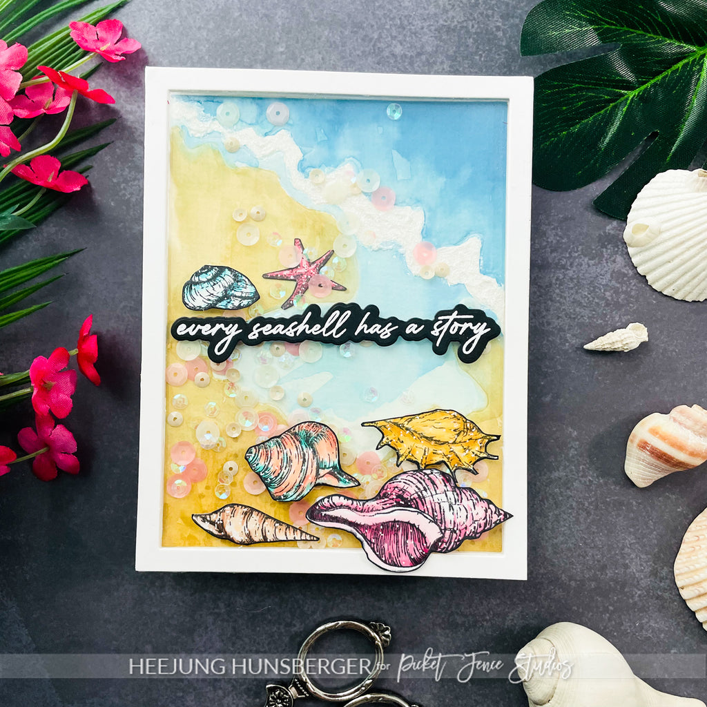 Picket Fence Studios Signature Quotes: The Sea Stamp and Die Bundle every seashell has a story