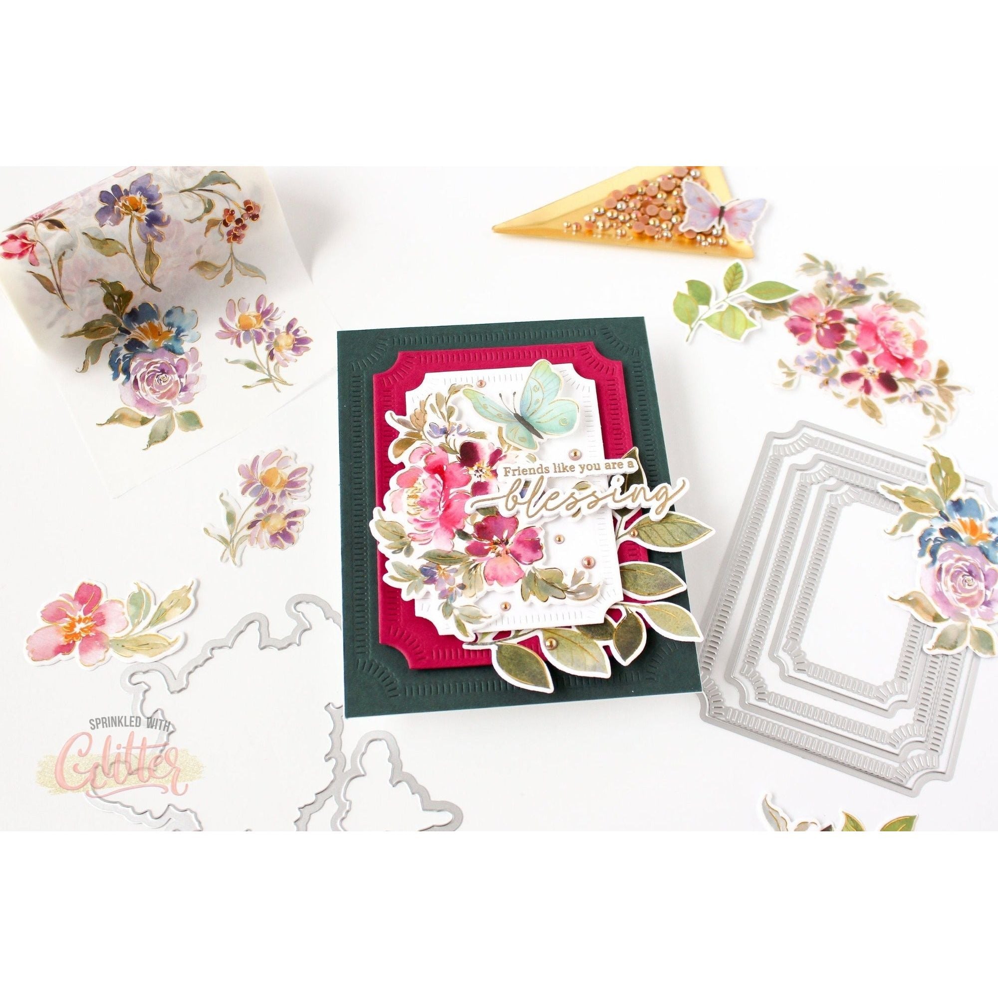 Pinkfresh Studio Artsy Floral Dies 240824 Friendship Blessings Card | color-code:ALT04
