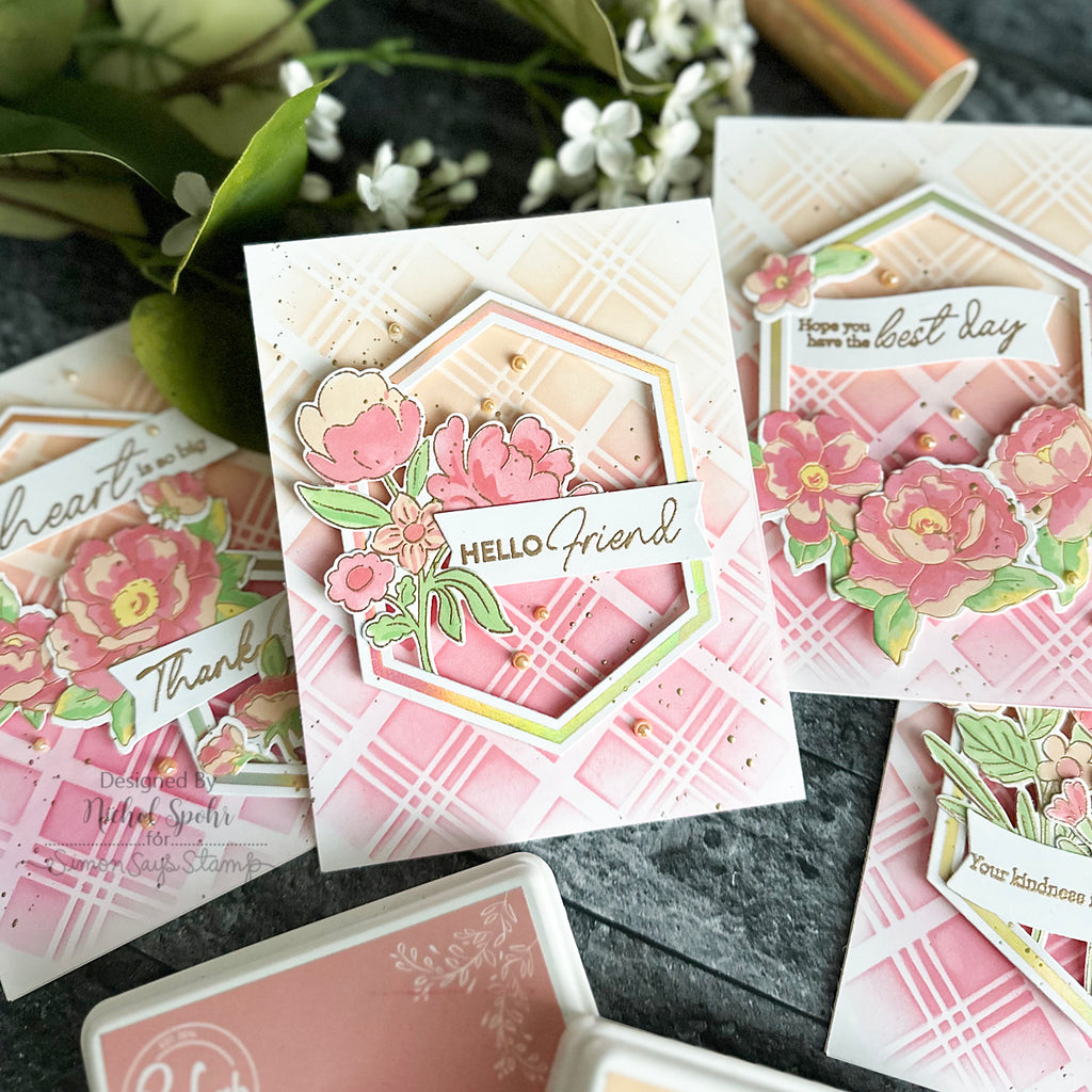 PinkFresh Studio Lovely Blooms Clear Stamp Set 207723 Nichol Spohr Card | color-code:ALT01