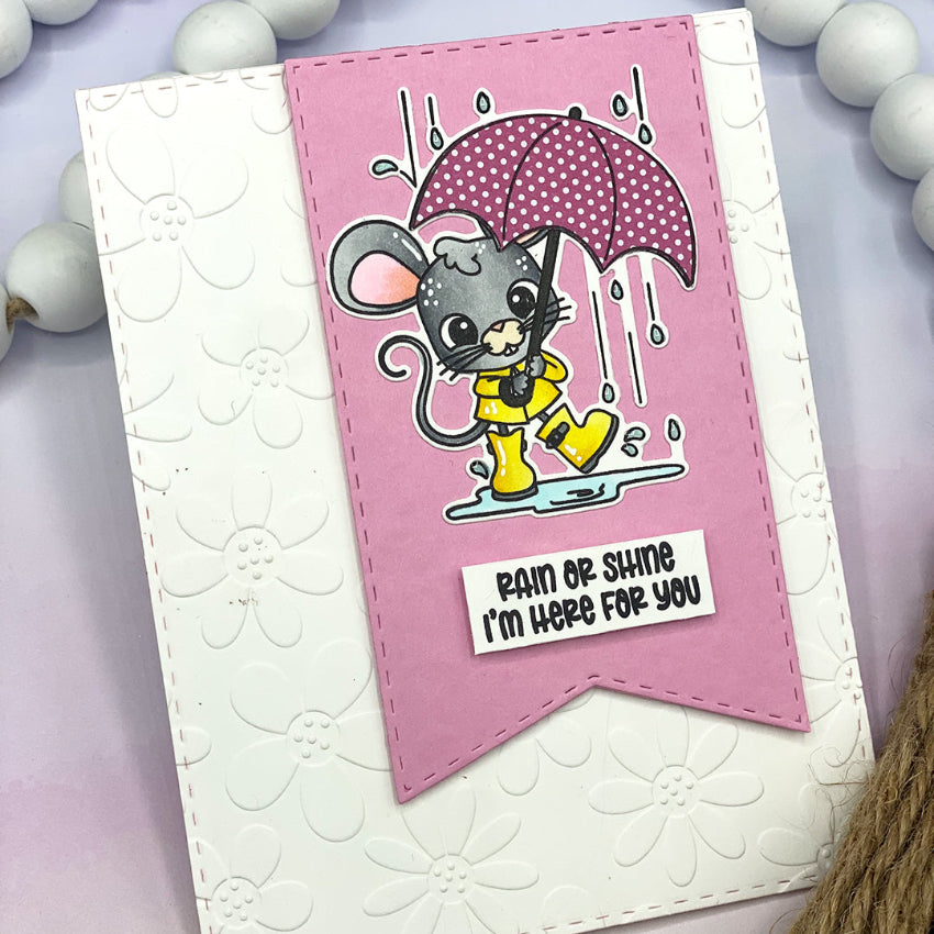 PInk and Main April Mouse Clear Stamp and Die Set flowers