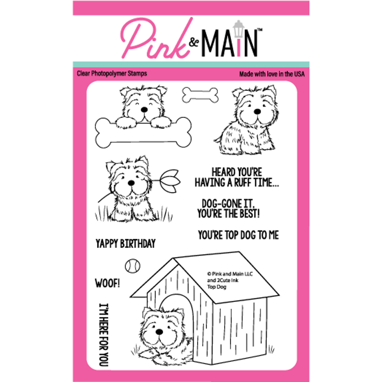 Pink and Main Top Dog Clear Stamps PM0627