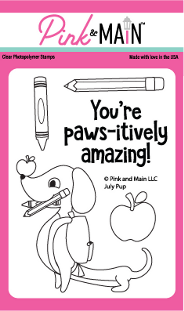 Pink and Main July Pup Clear Stamps PM0636