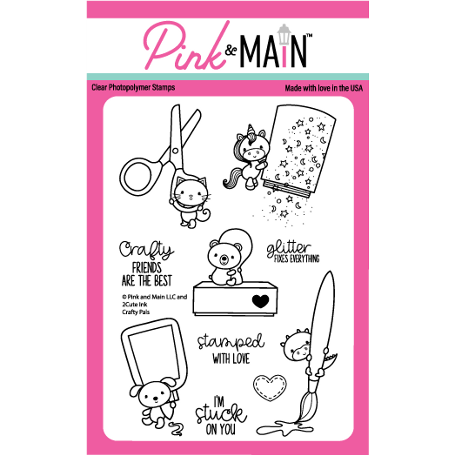 Pink and Main Crafty Pals Clear Stamps pm0654