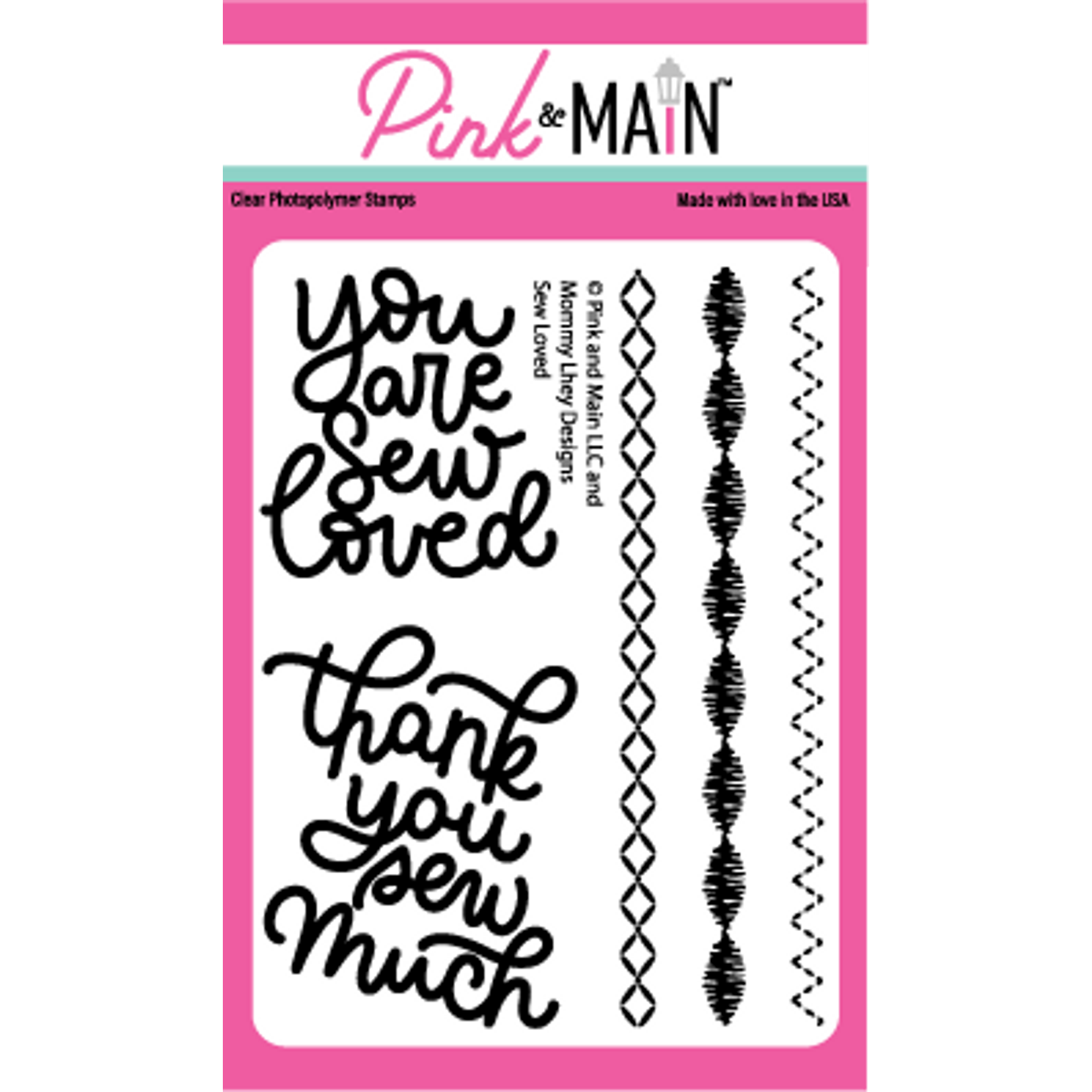 Pink and Main Sew Loved Clear Stamps pm0657