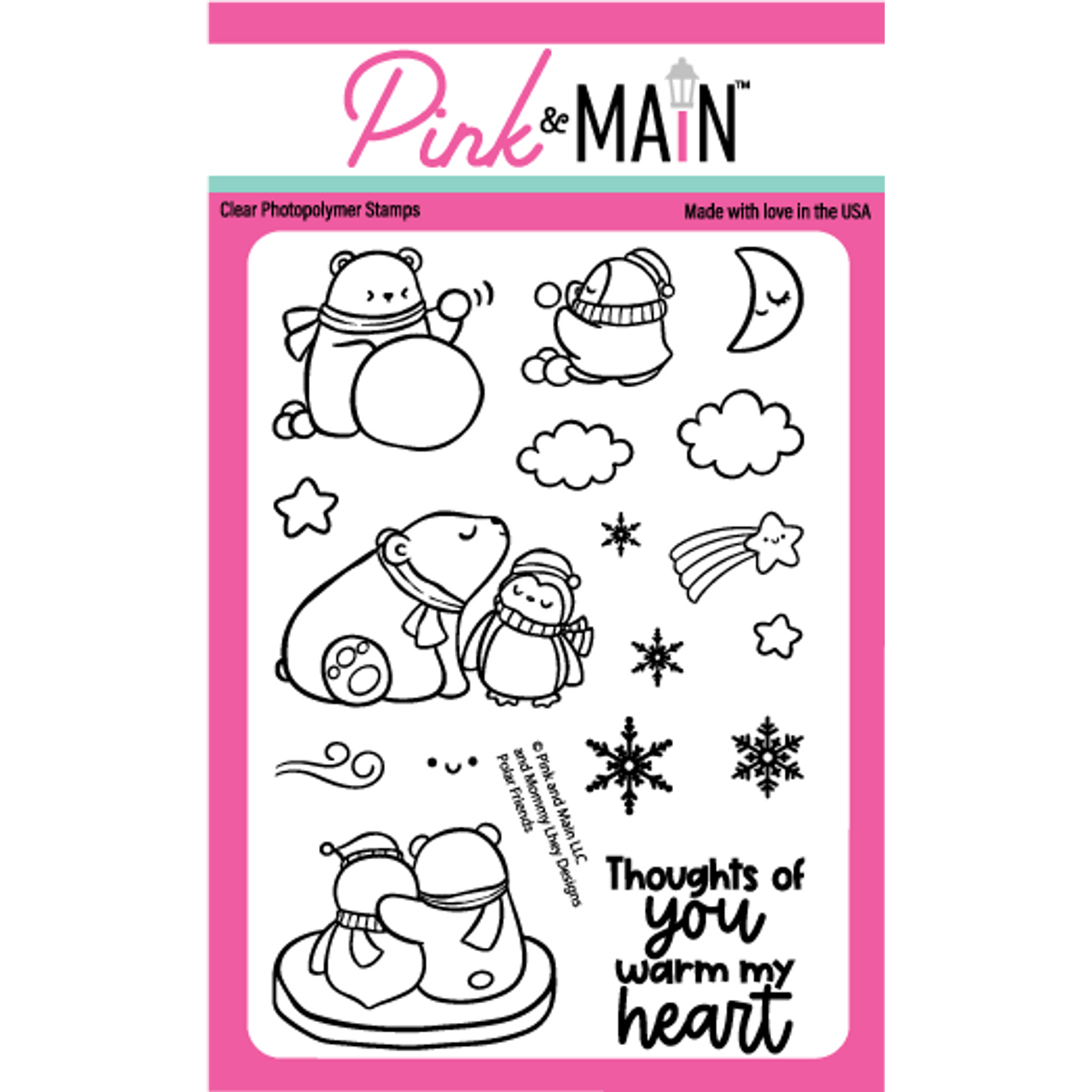 Pink and Main Polar Friends Clear Stamps pm0662