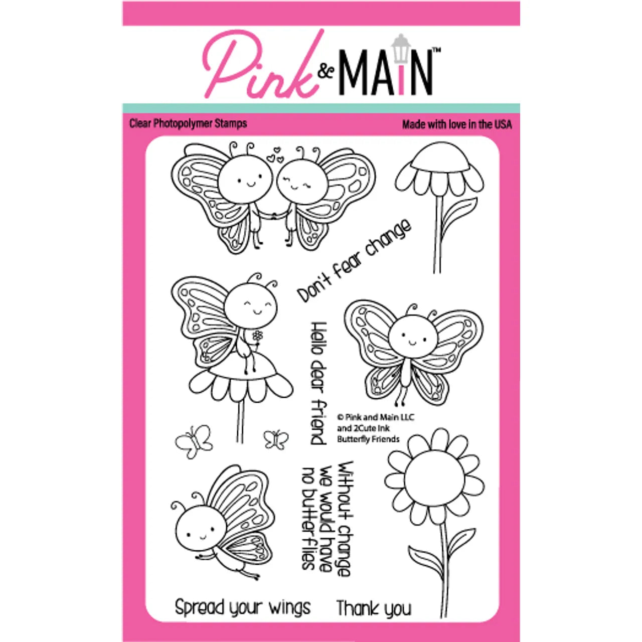 Pink and Main Butterfly Friends Clear Stamps pm0695