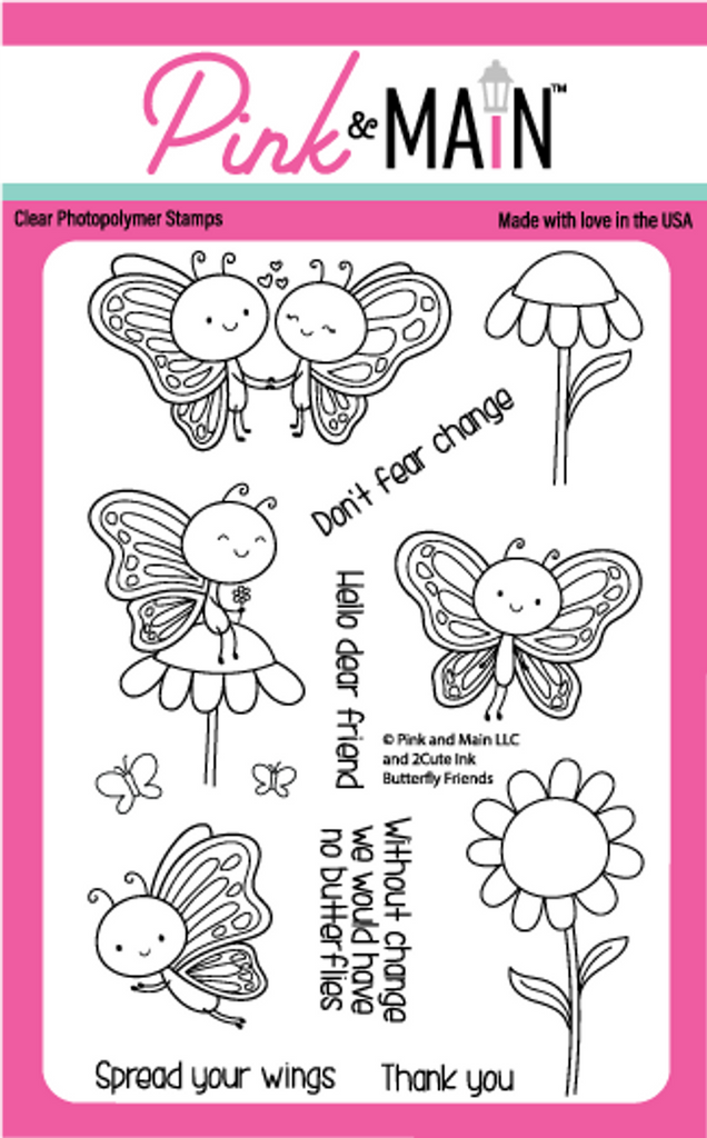 Pink and Main Butterfly Friends Clear Stamps pm0695