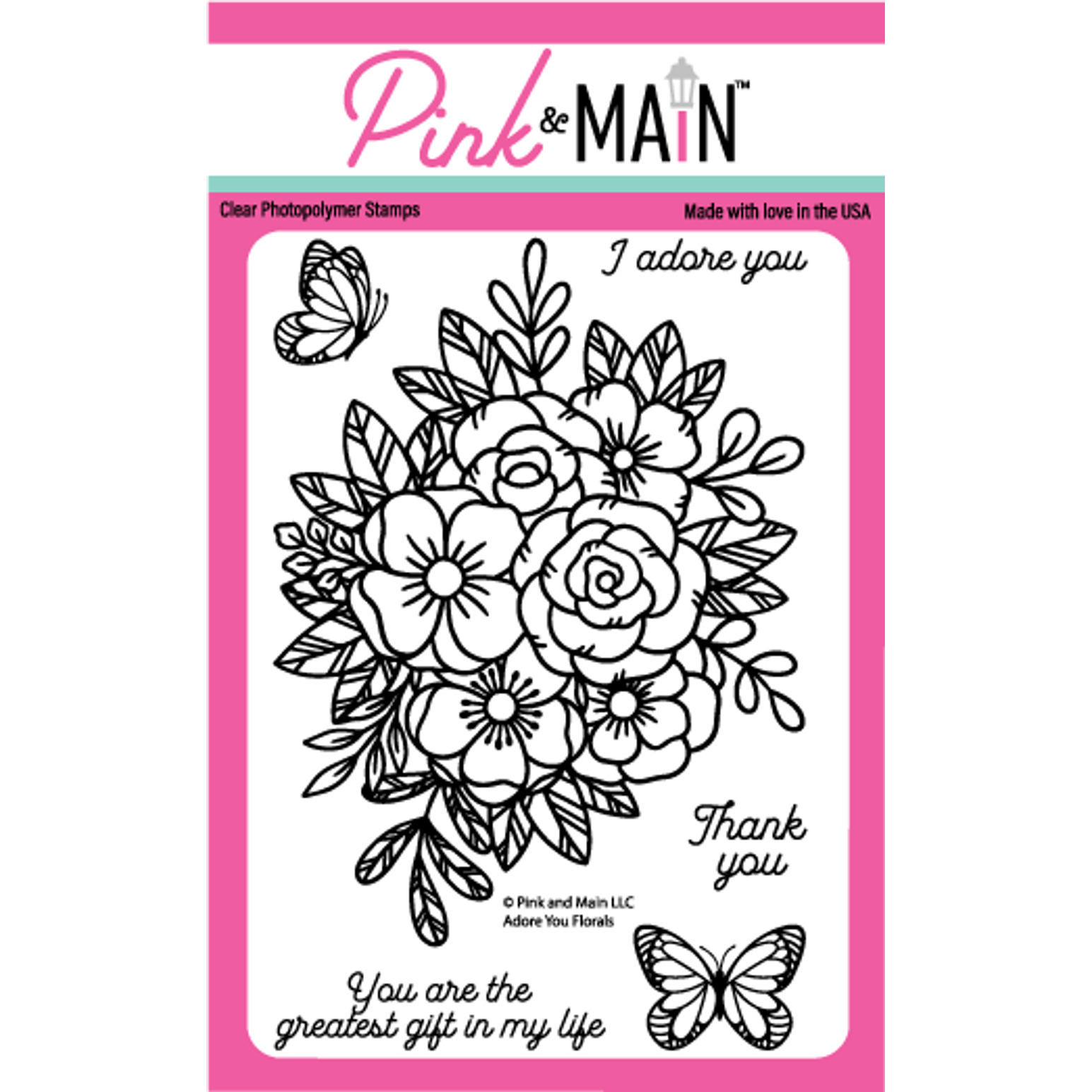 Pink and Main Adore You Florals Clear Stamps pm0698