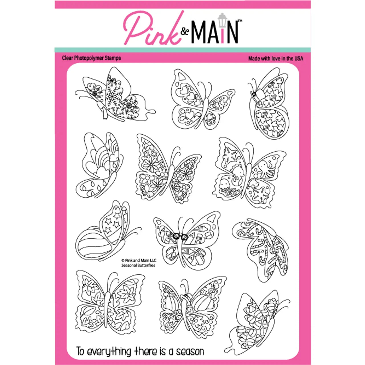 Pink and Main Seasonal Butterflies Clear Stamps pm0699