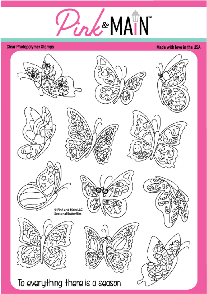 Pink and Main Seasonal Butterflies Clear Stamps pm0699