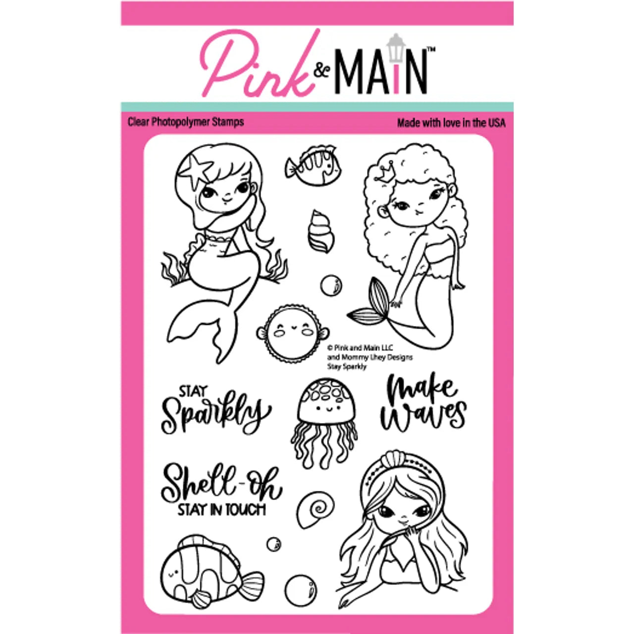 Pink and Main Stay Sparkly Clear Stamps pm0701