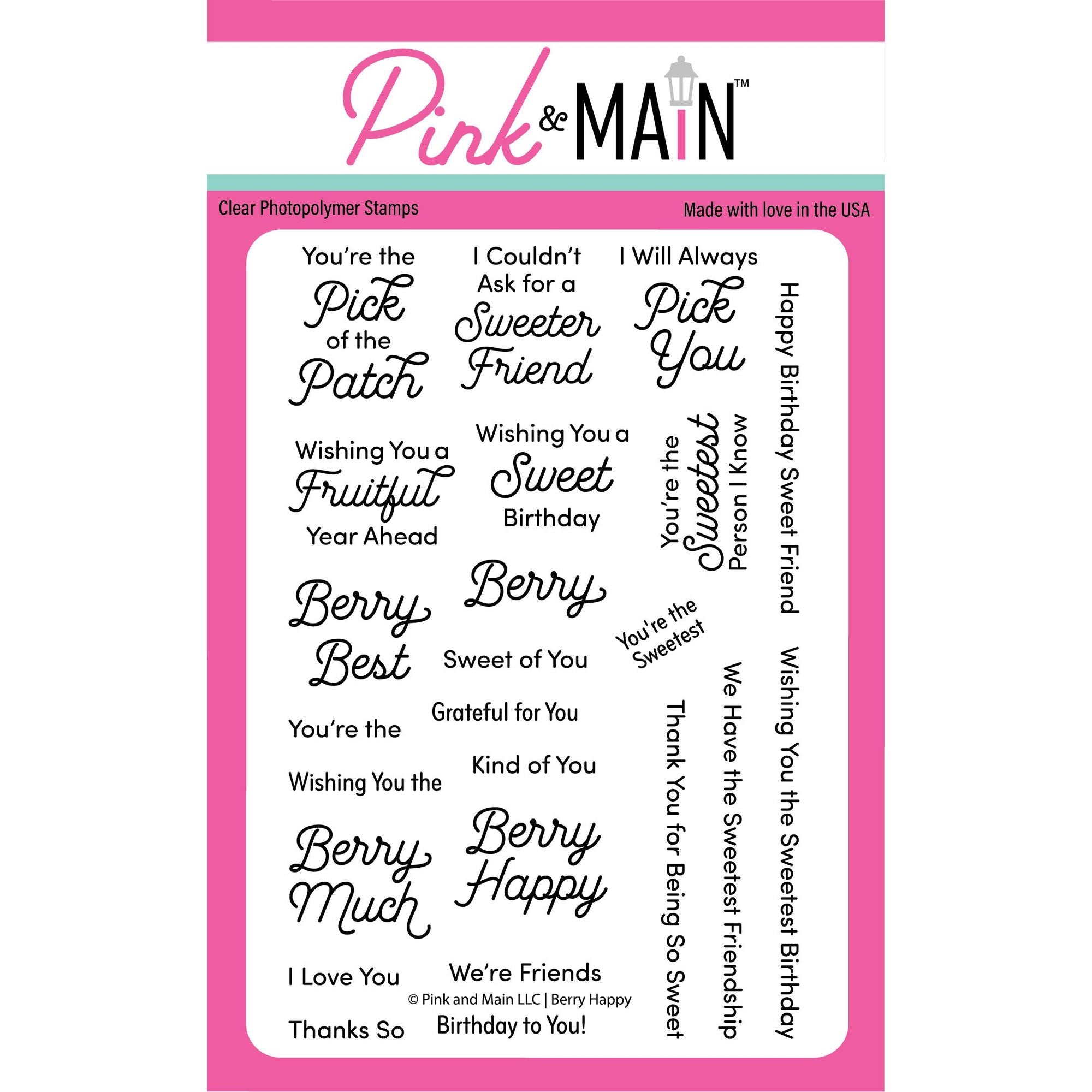 Pink and Main Berry Happy Clear Stamps pm0789