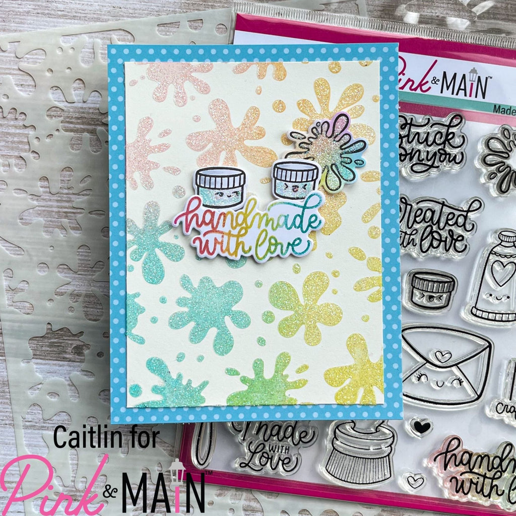 Pink and Main Ink Blots Stencil pms114