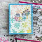 Pink and Main Ink Blots Stencil pms114