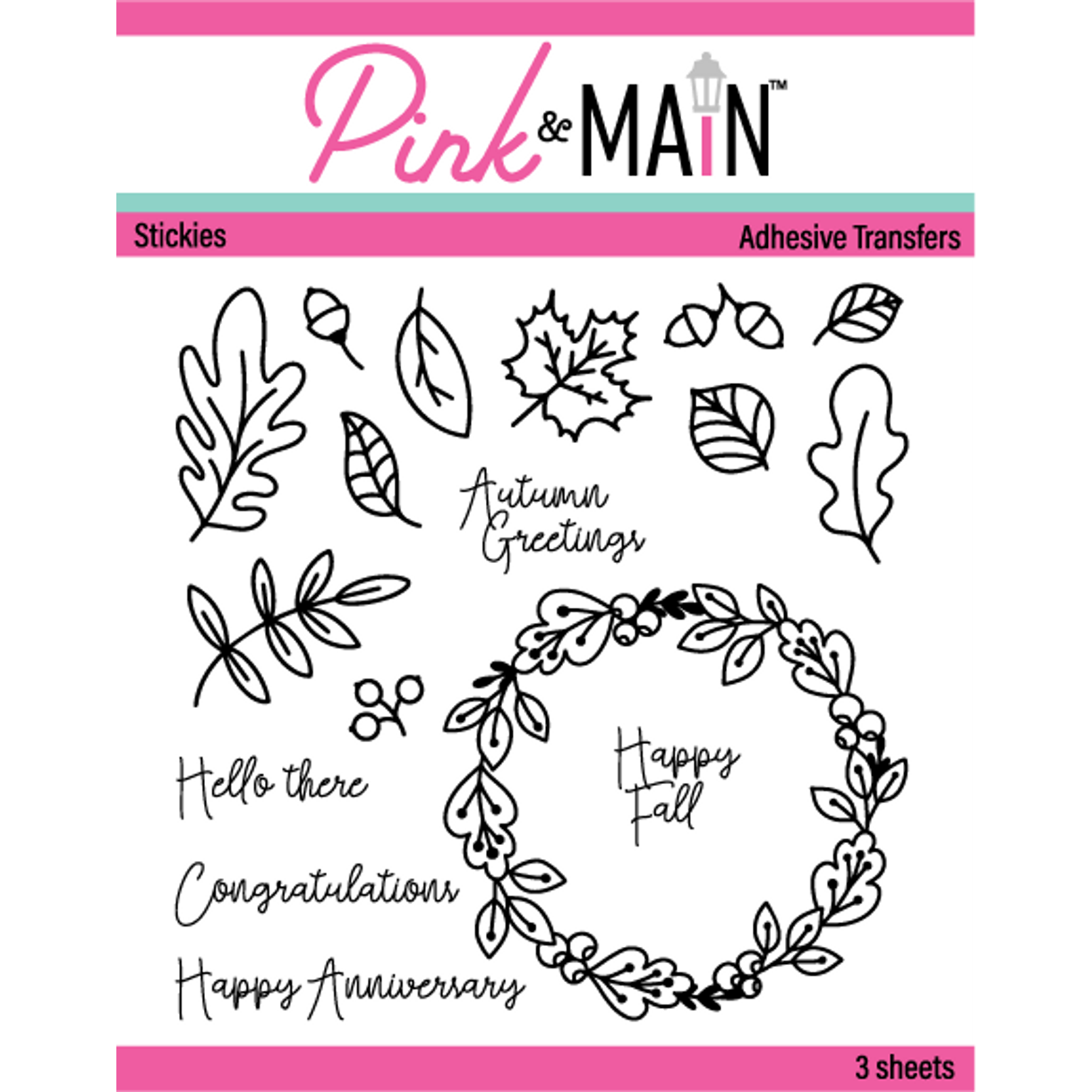 Pink and Main Autumn Leaves Adhesive Transfer Stickies PMF131