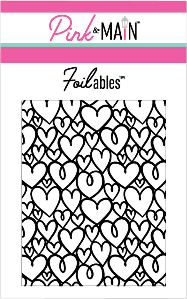 Pink and Main Loopy Hearts Foilable Panels pmf172