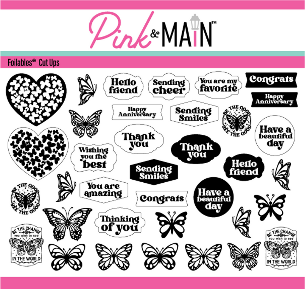 Pink and Main Amazing Butterflies Foilables Cut Ups pmf211