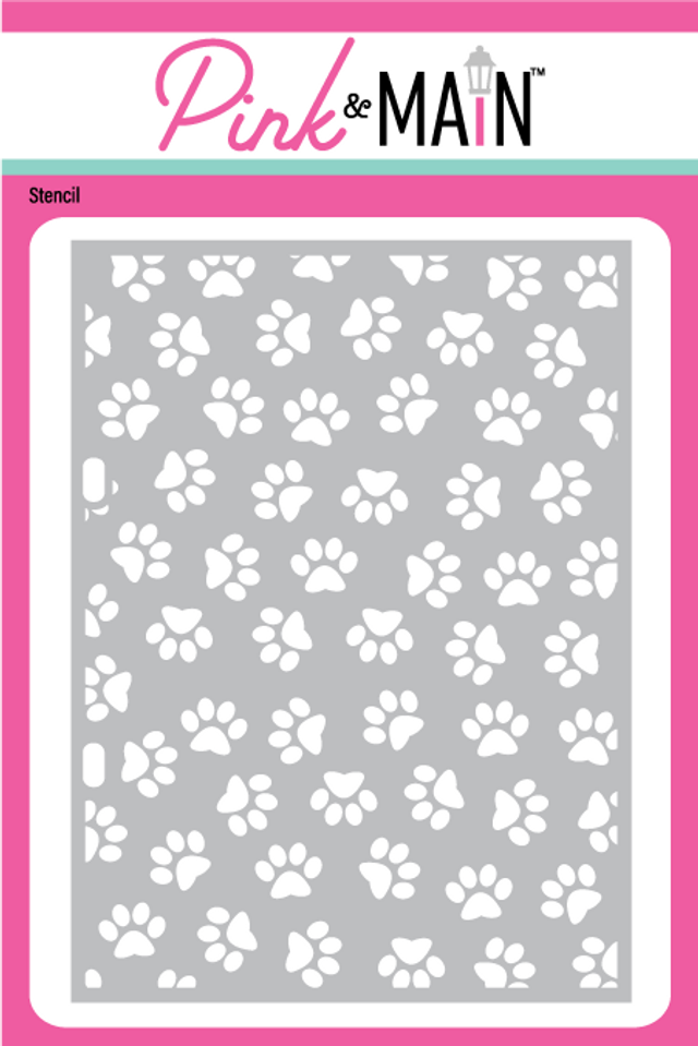 Pink and Main Paw Prints Stencil PMS106