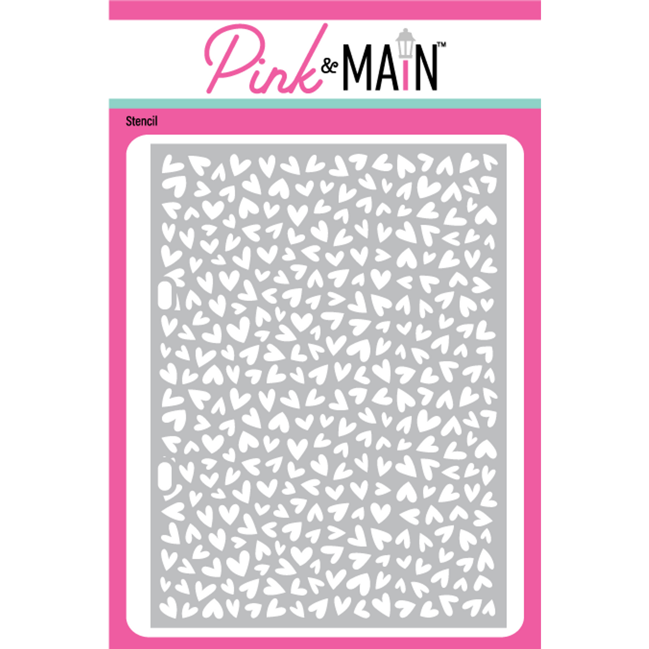 Pink and Main Hearts A Plenty Stencil pms119