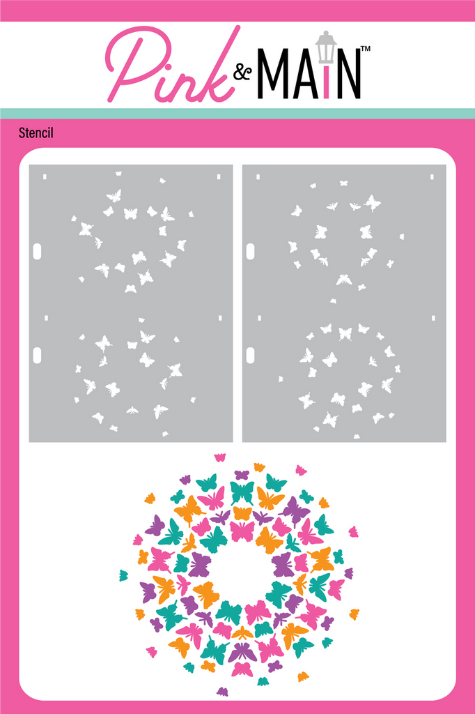 Pink and Main Radiating Butterflies Stencils pms124