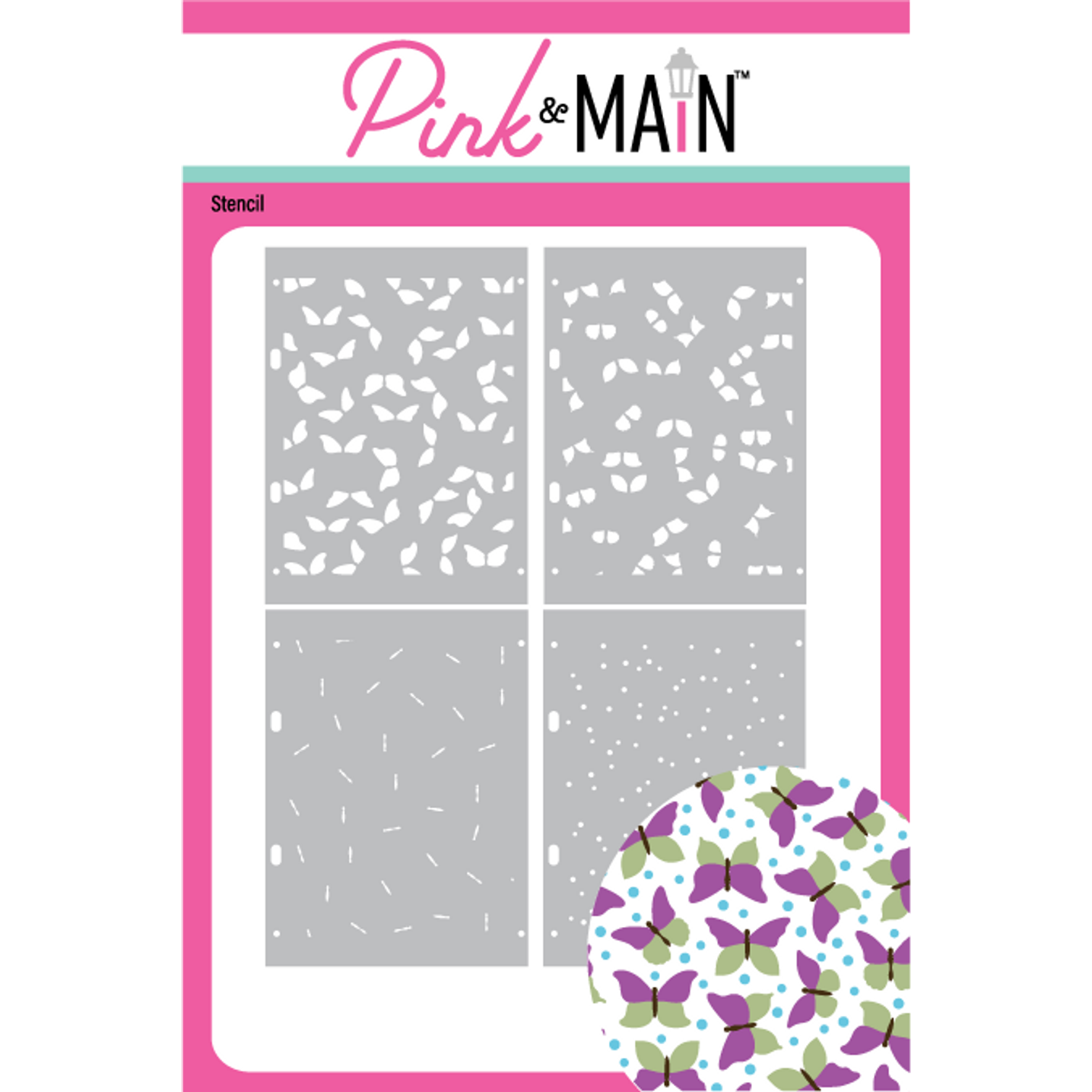 Pink and Main Butterfly Backgrounds Stencils pms125