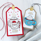 Pretty Pink Posh Warm Heart STAMPtember Exclusive Cathy Zielske CZ Designs tags with two cups of cocoa and the sentiments happy holidays and you warm my heart