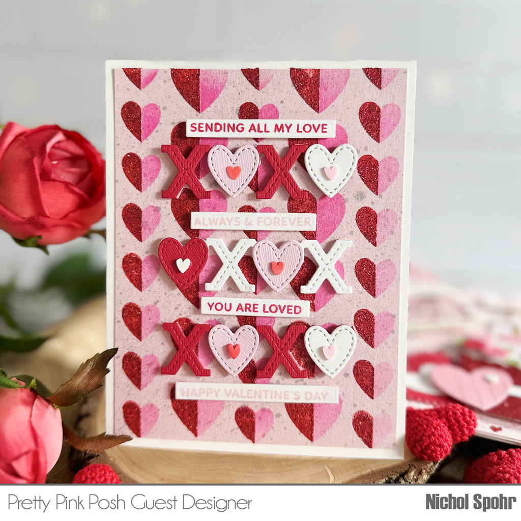 Pretty Pink Posh Sentiment Strips Valentines Clear Stamps sending all my love | color-code:ALT01